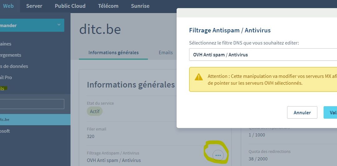 Ne pas recevoir les mails de virus et spam avec OVH